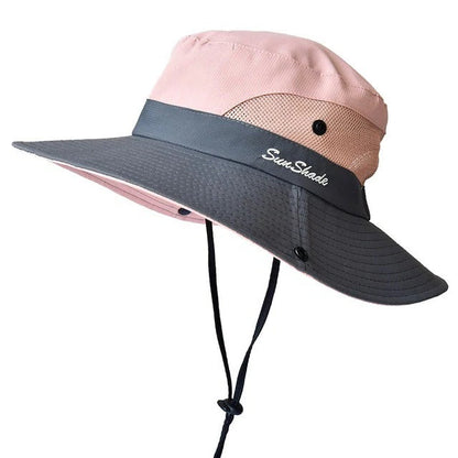 Foldable Sun Hat with Extended Brim and Mesh Lining, UV Resistant Polyester
