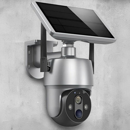 Outdoor Security Camera with Solar Panel and 360 Degree Rotation, Motion Detection