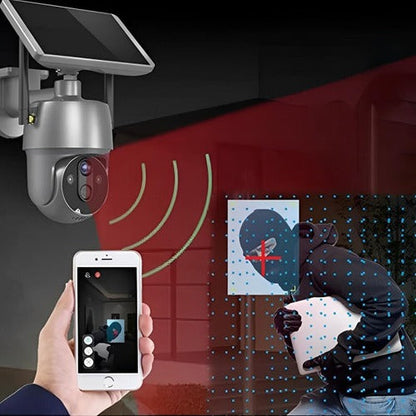 Wireless Surveillance Camera with Solar Power and Dual Axis Rotation, 1080P HD
