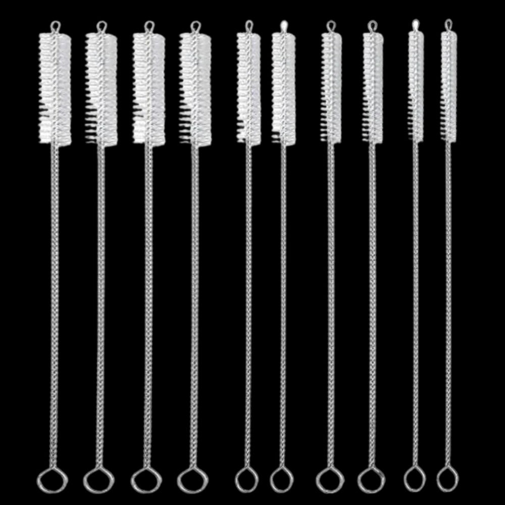 Reusable Straw Cleaning Brush Set with Metal Handle and Fine Bristles, 10-Piece All Vera Mart