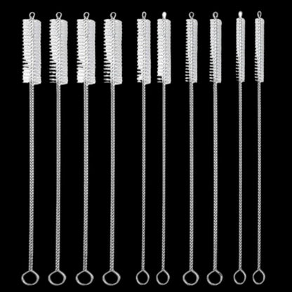 Reusable Straw Cleaning Brush Set with Metal Handle and Fine Bristles, 10-Piece All Vera Mart
