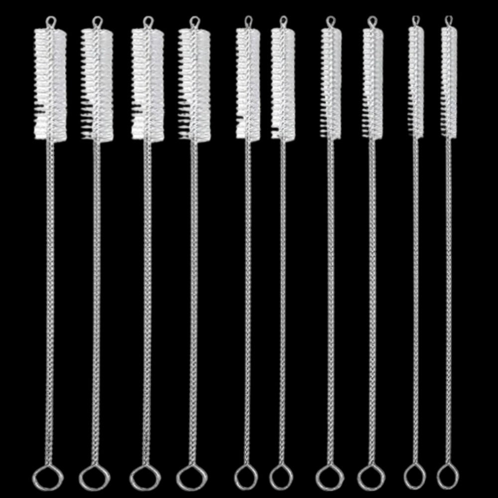 Reusable Straw Cleaning Brush Set with Metal Handle and Fine Bristles, 10-Piece All Vera Mart