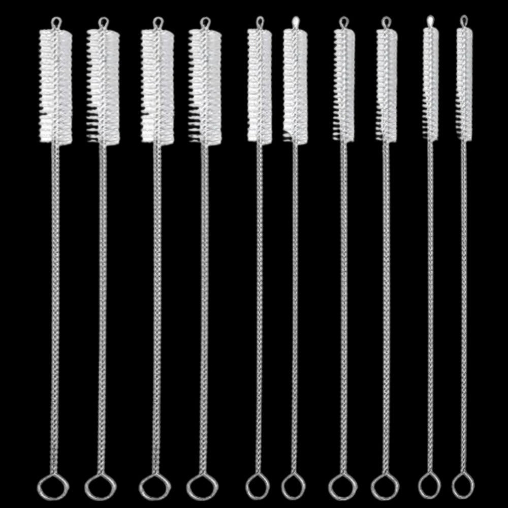 Reusable Straw Cleaning Brush Set with Metal Handle and Fine Bristles, 10-Piece All Vera Mart