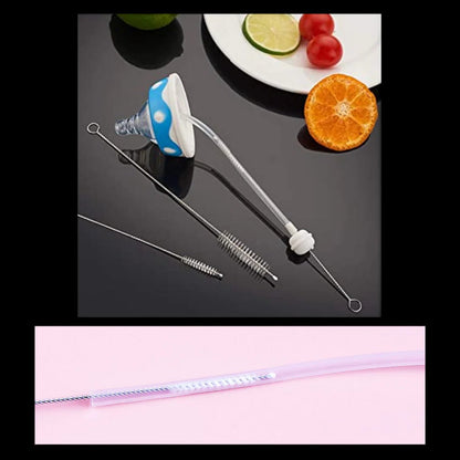 Reusable Straw Cleaning Brush Set with Metal Handle and Fine Bristles, 10-Piece All Vera Mart