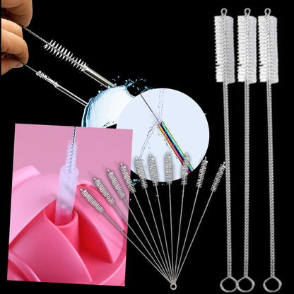 Reusable Straw Cleaning Brush Set with Metal Handle and Fine Bristles, 10-Piece All Vera Mart