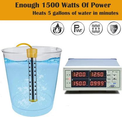 Portable Immersion Water Heater with Safety Guard and Insulated Handle, 220V