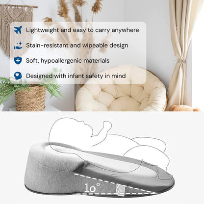 Inclined Sleep Pod with Head Support and Safety Belts for Infants