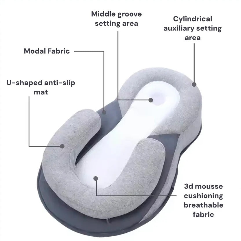 Inclined Sleep Pod with Head Support and Safety Belts for Infants