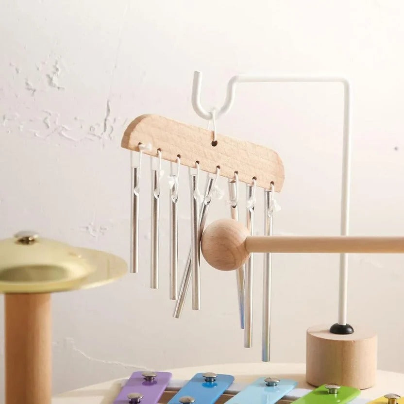Wooden Musical Instrument Set with Eight-Note Xylophone and Shape Puzzle Base for Toddlers