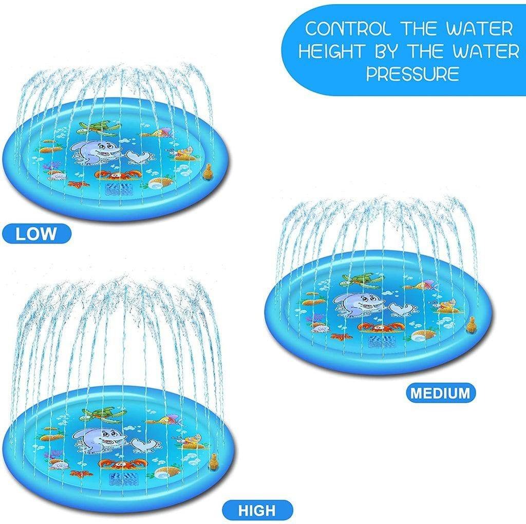 Outdoor Splash Pad 68 Inch with Adjustable Water Spray and Inflatable Edge, Ages 1-8 All Vera Mart