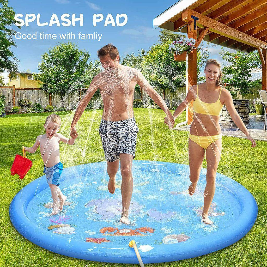 Outdoor Splash Pad 68 Inch with Adjustable Water Spray and Inflatable Edge, Ages 1-8 All Vera Mart