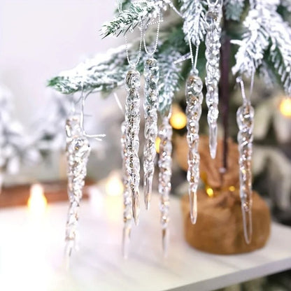 Transparent Icicle Ornaments with Light Reflecting Surface, 12-Piece Set All Vera Mart