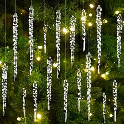 Transparent Icicle Ornaments with Light Reflecting Surface, 12-Piece Set All Vera Mart