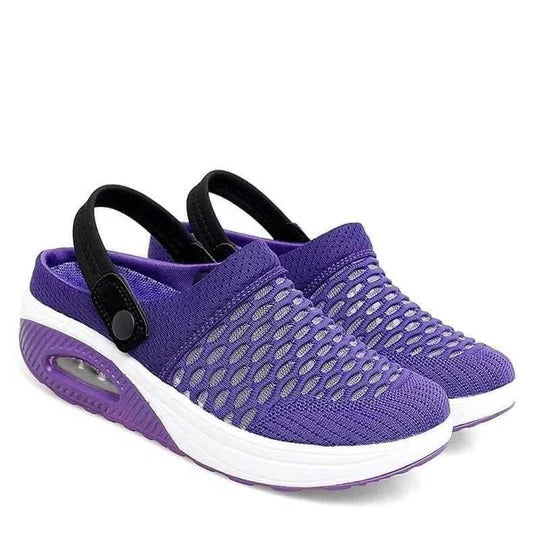 Wedge Walking Shoes with Posture Support and Shock Absorbing Sole, Breathable Upper