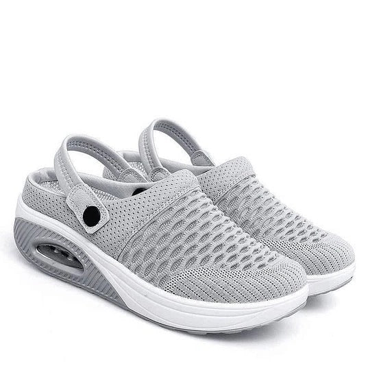 Wedge Walking Shoes with Posture Support and Shock Absorbing Sole, Breathable Upper