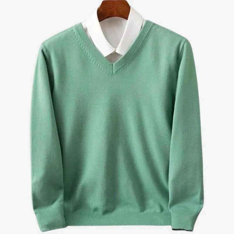 Men's Long Sleeve Knit Sweater with Round Neckline and Breathable Fabric, Five Colors
