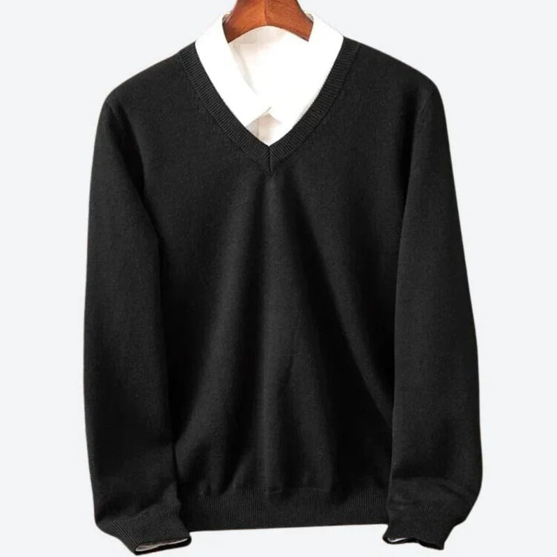 Men's Long Sleeve Knit Sweater with Round Neckline and Breathable Fabric, Five Colors