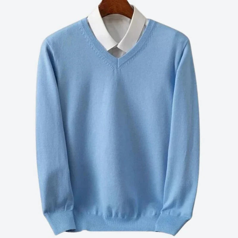 Men's Long Sleeve Knit Sweater with Round Neckline and Breathable Fabric, Five Colors