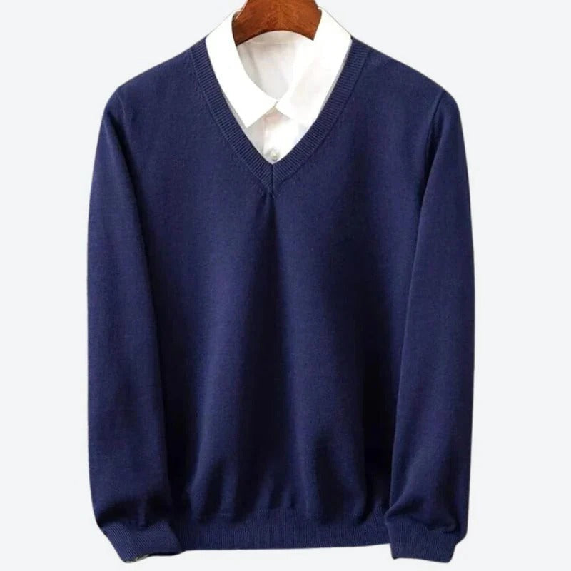 Men's Long Sleeve Knit Sweater with Round Neckline and Breathable Fabric, Five Colors