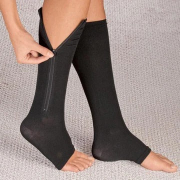 Compression Socks with Side Zipper and Open Toe Design, 20-30 mmHg All Vera Mart