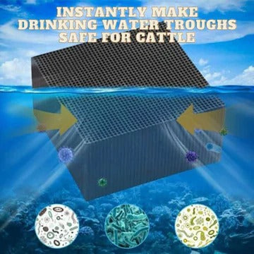 Passive Water Purifier Block with Honeycomb Filtration for Livestock Troughs and Aquariums