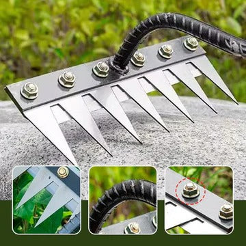 Interchangeable Rake Head with 5-8 Tooth Options for Lawn and Garden