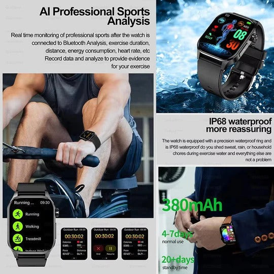 Smartwatch with 2.04 Inch Display and Voice Commands for Activity Tracking