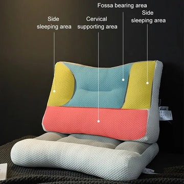 Neck Pillow with Multi-Zone Contour and Recessed Ear Sections, Machine Washable