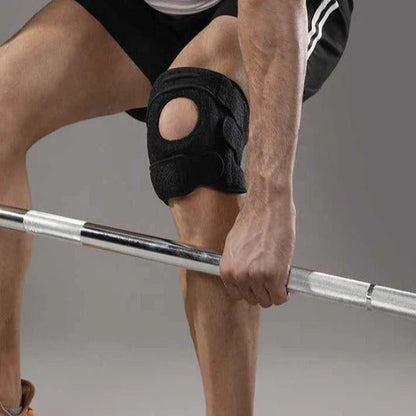 Knee Support Brace with Side Stabilizers and Alignment Ring, Open Front Design