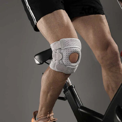 Knee Support Brace with Side Stabilizers and Alignment Ring, Open Front Design
