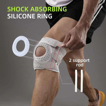 Knee Support Brace with Side Stabilizers and Alignment Ring, Open Front Design