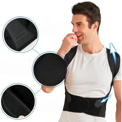 Adjustable Back Brace with Shoulder Straps and Breathable Fabric for Daily Support All Vera Mart