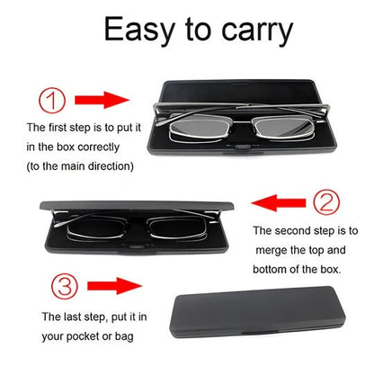 Folding Reading Glasses with 90-Degree Hinge and Slim Carrying Case