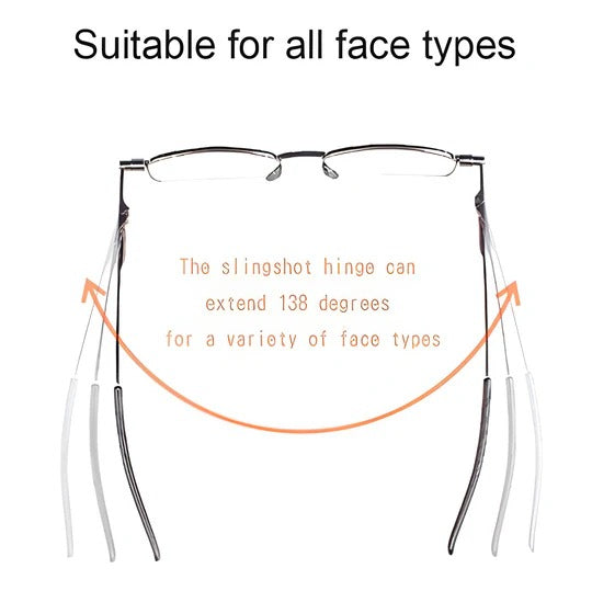Folding Reading Glasses with 90-Degree Hinge and Slim Carrying Case