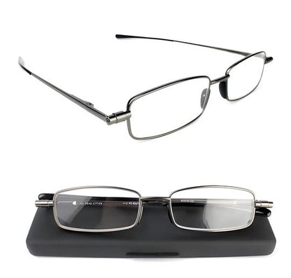 Folding Reading Glasses with 90-Degree Hinge and Slim Carrying Case