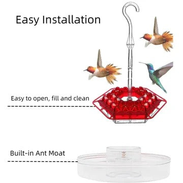 Hanging Hummingbird Feeder with 30 Flower Ports and Ant Barriers