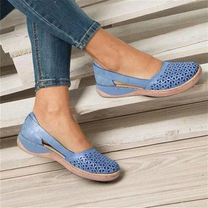 Women's Wide Toe Slip-On Flats with Cushioned Insole and Breathable Upper