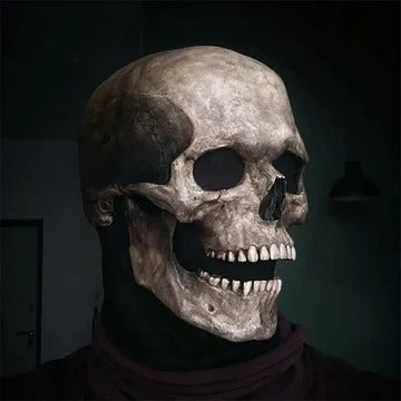 Full Head Skull Mask with Synchronized Movable Jaw for Cosplay and Halloween Events