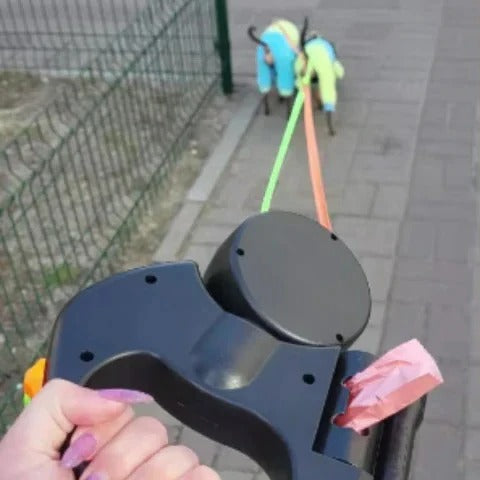 Dual Retractable Dog Leash with 360-Degree Swivel and LED Light