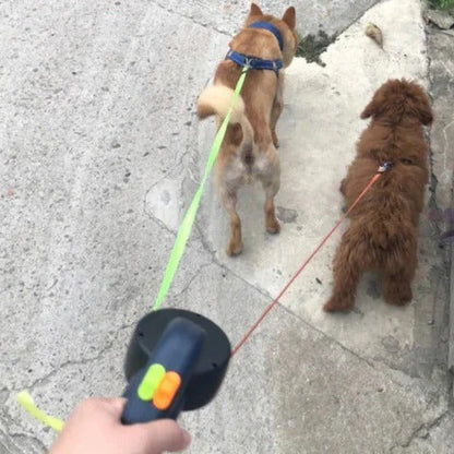 Dual Retractable Dog Leash with 360-Degree Swivel and LED Light