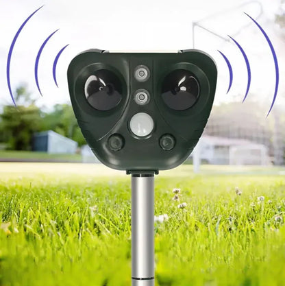 Ultrasonic Bird Repeller with Solar Power and Flashing Light Deterrent for 30ft Coverage