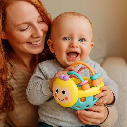 Textured Teething Ball with Movable Rings and Bright Colors