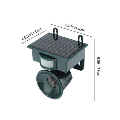 Motion Sensor Bird Repeller with Solar Panel and Adjustable Sound, Weather Resistant