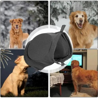Dog Ear Muffs with Sound Dampening Fleece Hood and Adjustable Rope