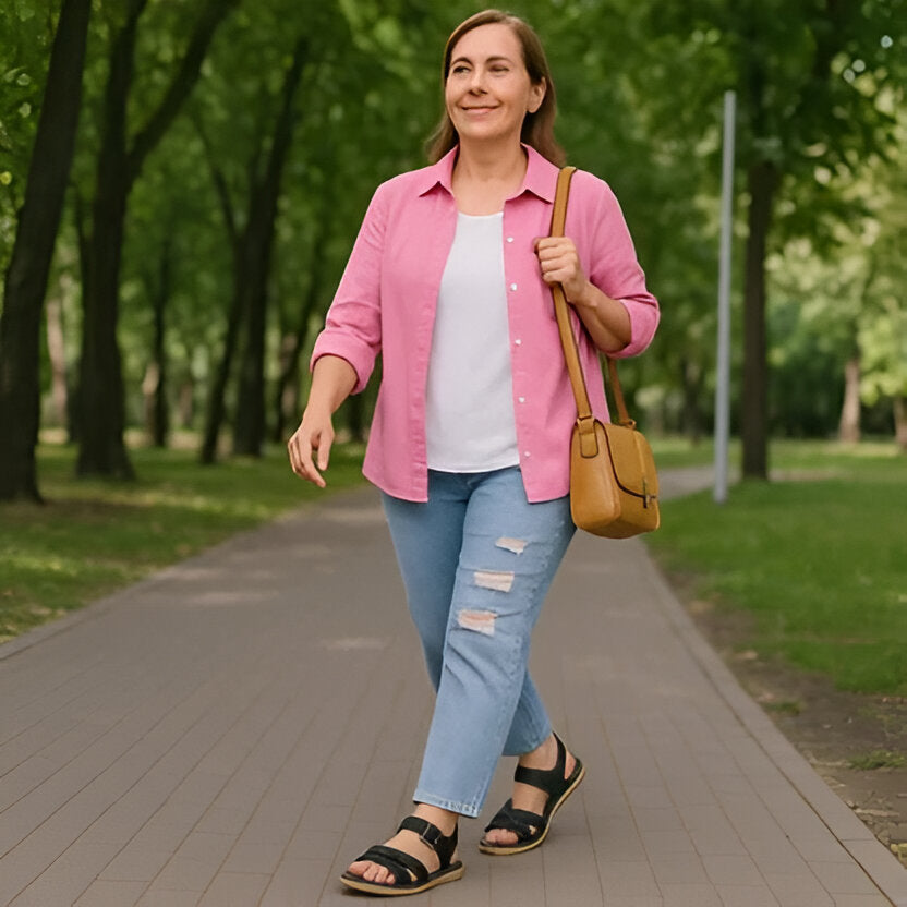 Women's Open Toe Sandals with Arch Support and Shock Absorbing Midsole