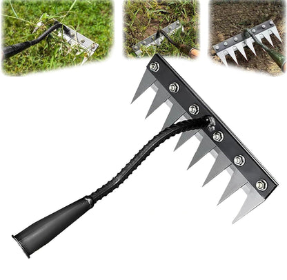 Carbon Steel Weeding Rake Head with Soft Grip and Multiple Tooth Options
