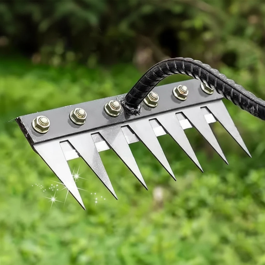 Carbon Steel Weeding Rake Head with Soft Grip and Multiple Tooth Options