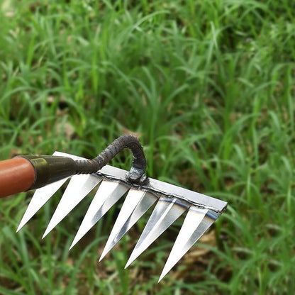 Carbon Steel Weeding Rake Head with Soft Grip and Multiple Tooth Options