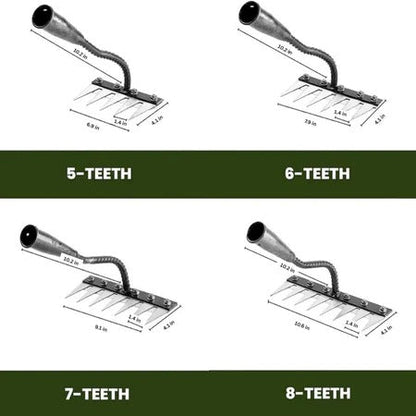 Carbon Steel Weeding Rake Head with Soft Grip and Multiple Tooth Options