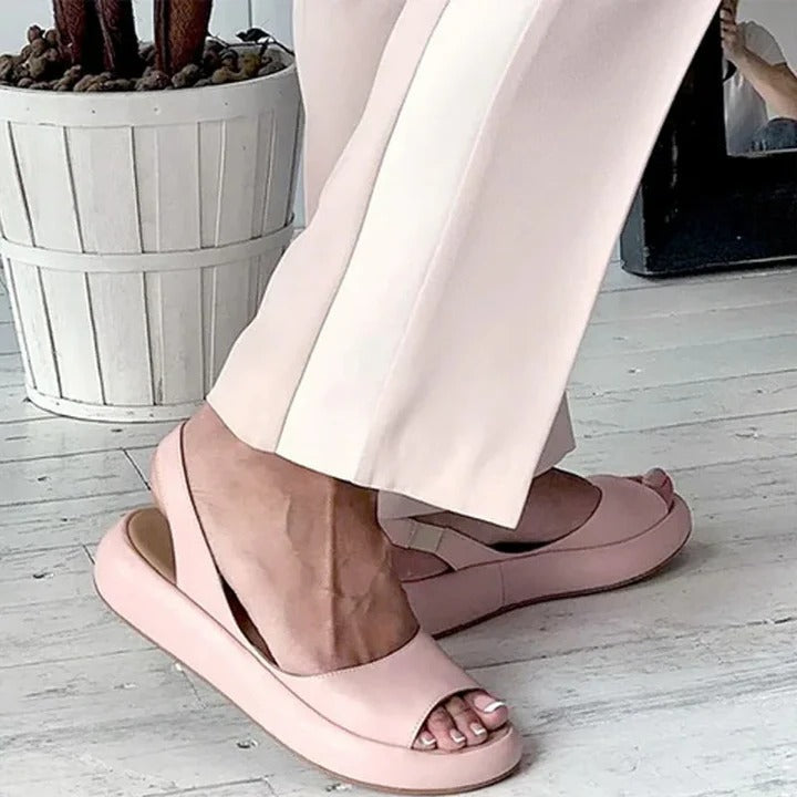 Women's Open Toe Sandals with Elastic Band and Cushioned Footbed